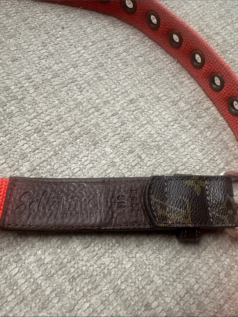 Louis Vuitton Orange Canvas Belt with Brown Monogram Trim - Picture 4 of 4